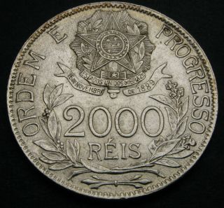 Brazil 2000 Reis 1912 - Silver - Vf - 1588