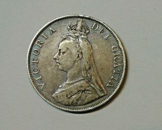 Great Britain : Silver Double Florin 1889.  Queen Victoria.  Km 763