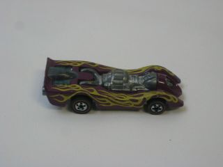 1976 Mattel Hot Wheels Jet Threat Plum With Yellow Flame Tampo Redline H41