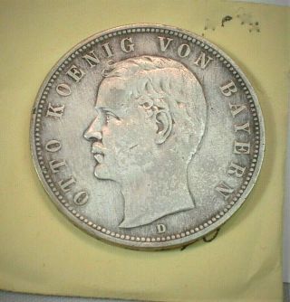 1907 - D German States Bavaria 5 Marks Silver From Old Estate Km 915 (326)