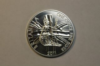 2011 U.  K.  Britannia One Ounce Fine Silver Coin,  British 2 Pounds,