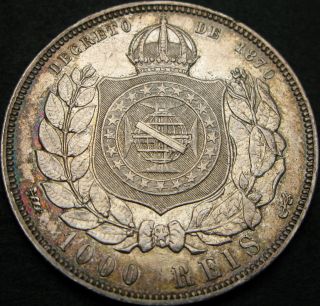 Brazil 1000 Reis 1876 - Silver - Vf/xf - 1829 ¤
