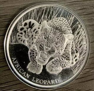 2017 Republic Of Ghana 5 Cedis 1 Oz.  999 Silver African Leopard Bullion Coin