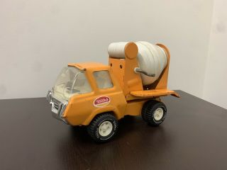 Vintage Orange Tonka Cement Mixer Mini Mid Size 9 Inch Pickup Steel