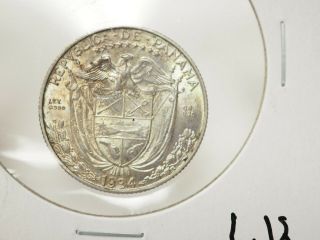1934 Panama Silver 1/4 Balboa Km 11.  1 3 - 579