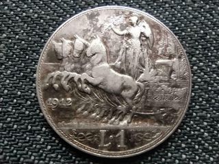 Italy Vittorio Emanuele Iii (1900 - 1946) 1 Lire.  835 Silver Coin 1912 R