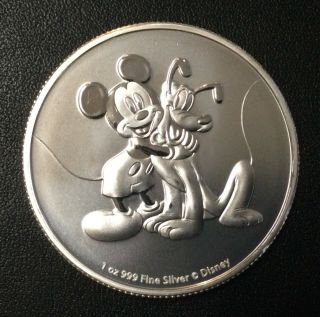 2020 Niue 2 Dollar “disney Mickey Mouse” One Troy Ounce.  999 Silver Coin