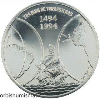 1994 Cape Verde 1000 Escudos Treaty Of Tordesilhas 925 Silver Low Mintage Z139