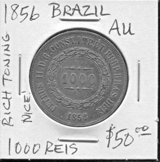 Brazil - Spectacular Historical Scarce Pedro Ii Silver 1000 RÉis,  1856,  Km 464