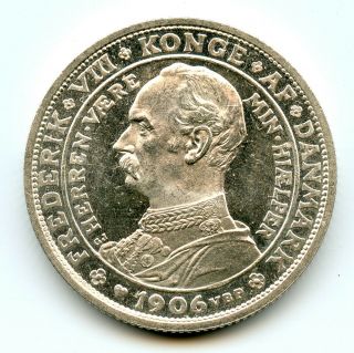Silver 1906 Denmark 2 Kroner | Unc Details