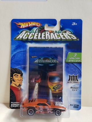 Hot Wheels 3 Collectible Cards & 2005 Acceleracers Metal Maniacs 4/9 Rivited 2