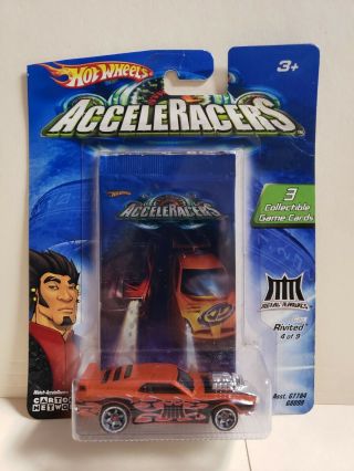 Hot Wheels 3 Collectible Cards & 2005 Acceleracers Metal Maniacs 4/9 Rivited