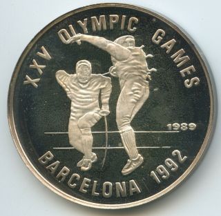 Gs1239 - Cambodia 20 Riels 1989 Km 80 Silver Summer Olympics Fencers Kampuchea
