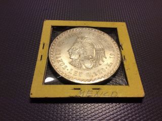 1948 Mexico 5 " Cinco " Pesos Big 30g Cuauhtemoc Aztec Silver Coin Uncirculated