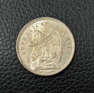 1908 - So Chile Silver 40 Centavos Uncirculated Bu Condor
