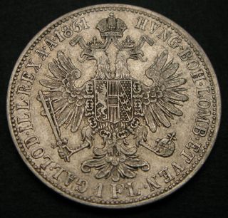 Austria 1 Florin 1861 A - Silver - Franz Joseph I.  - Vf - - 729