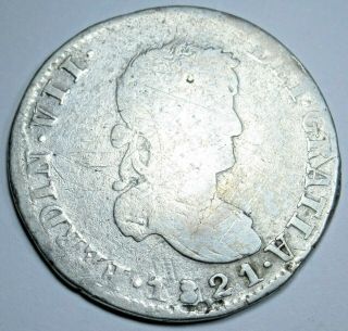 1821 Zs Az Mexico Zacatecas Silver 2 Reales Antique 1800s Two Bits Coin