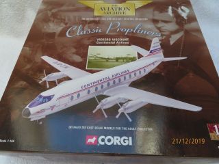 Corgi Classic Propliners " Vickers Viscount Continental Airlines " Boxed.