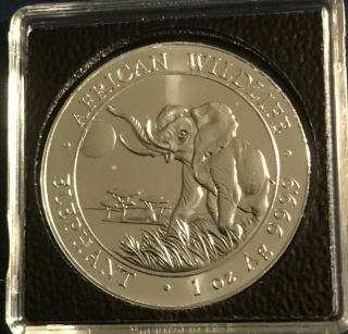 2016 Somalia African Wildlife Elephant 1 Oz Silver 100 Shillings Coin In Holder