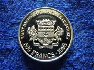 Saint Barthelemy 500 Francs/ Riksdaler 1988,  Kmx2 Proof Strike Hairlines