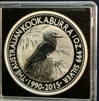 2015 P Australia Kookaburra 1 Oz Silver $1 Coin - 25th Anniversary - Bu