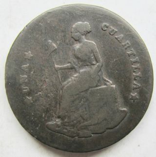 Mexico,  JALISCO,  1859 Copper Cuartilla (1/4 Real) 2
