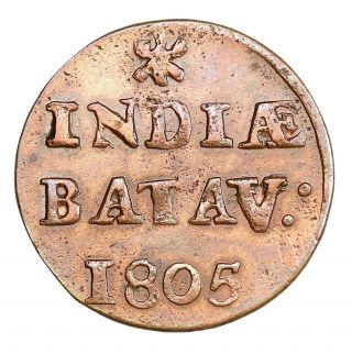 O049,  Netherlands East Indies,  Batavian Republic,  Overijssel,  1 Duit 1805