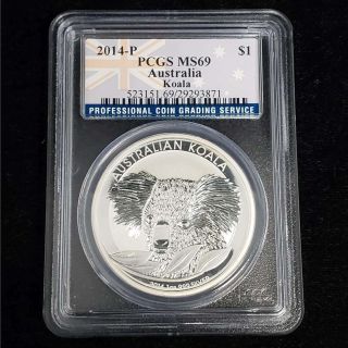 2014 P Australia $1 Dollar Koala 1oz.  999 Silver Pcgs Ms69 Bullion Coin Fc3871