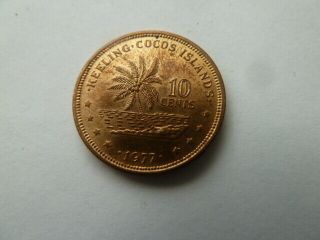 Cocos Keeling Islands 10 Cents John Clunies Ross 1977 Coin.