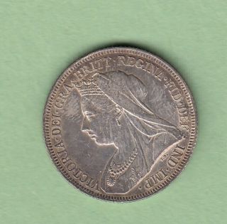 1900 Great Britain One Shilling Silver Coin - Queen Victoria - Ef
