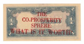 Philippines One Peso 1943 O/p " The Co - Prosperity Sphere " Unc.  No Pinholes