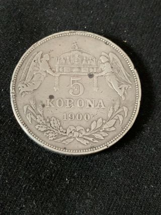5 Korona (Kronen) 1900 - Austria - Hungary - Silver - VF 2