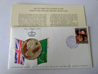 1977 Cook Islands $25 Sterling Silver Coin & Stamp | Franklin | | 47.  2g