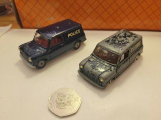 X2 Two 1960s Corgi Toys 448 Bmc Austin Mini Van Police For Spares