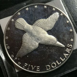 1976 Cook Islands $5 Silver Bird Proof Brilliant Uncirculated Crown
