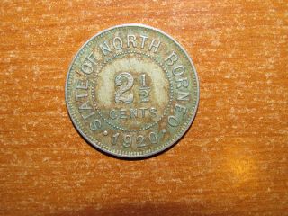 British North Borneo Co 1920 H 2 1/2 Cents Coin Very Fine