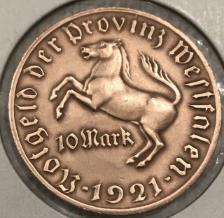 Germany 1921 Westphalia,  10 Mark Notgeld Coin