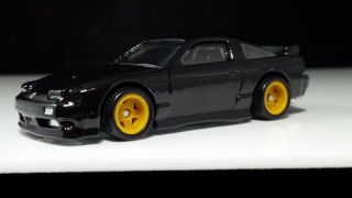 Hot Wheels 180sx Type X All Black Yellow Rims Real Riders Clear Windows Racing