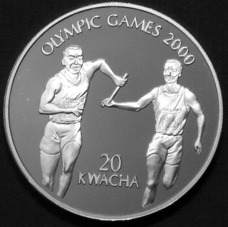 Malawi 20 Kwacha Silver Proof 1999 Sydney Olympics - Relay Race - Track & Field