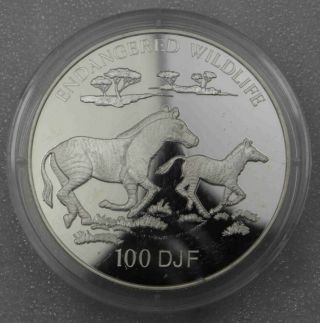 Djibouti 100 Francs 1994 Endangered Wildlife Silver [1369