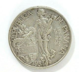 1934 Republica De Panama 1 Balboa.  900 Silver 26.  73 Grams Coin