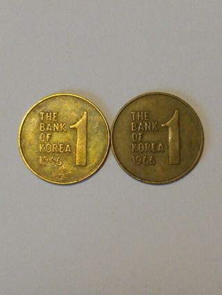 1966 SOUTH KOREA 1 WON (2 COINS) 3