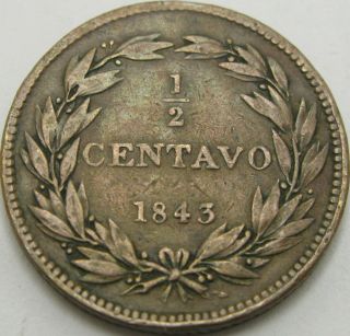 Venezuela 1/2 Centavo 1843 - Vf - 3409 ¤