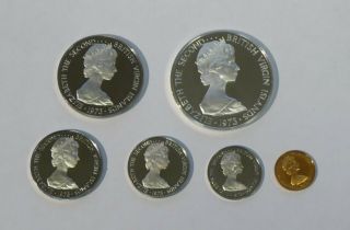 1973 BRITISH VIRGIN ISLANDS 6 PROOF COIN SET INCL SILVER DOLLAR IN CASE & C.  O.  A. 3
