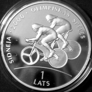 Latvia 1 Lats Silver Proof 1999 Sydney Olympic Games - Bikers