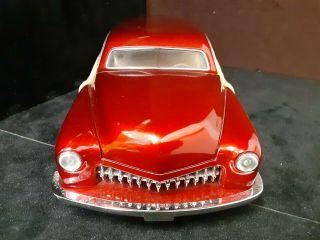Vintage Hotwheels Custom Merc Woodie Red 1/18 Diecast Car.  With Surf Board 2