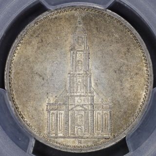 5 Mark 1935 - A Pcgs Au58 Germany Third Reich Potsdam Church Silver Coin