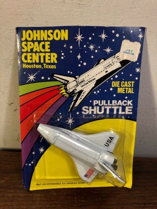 Vintage Johnson Space Center Diecast Pullback Shuttle Toy On Unpunched Card