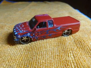 1:64 Badd Ride Chevrolet Ride S - 10 Truckin Red With Blue And Stars Diecast 1/64