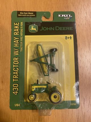 Ertl John Deere 430 Tractor W/ Hay Rack 1/64 Die - Cast